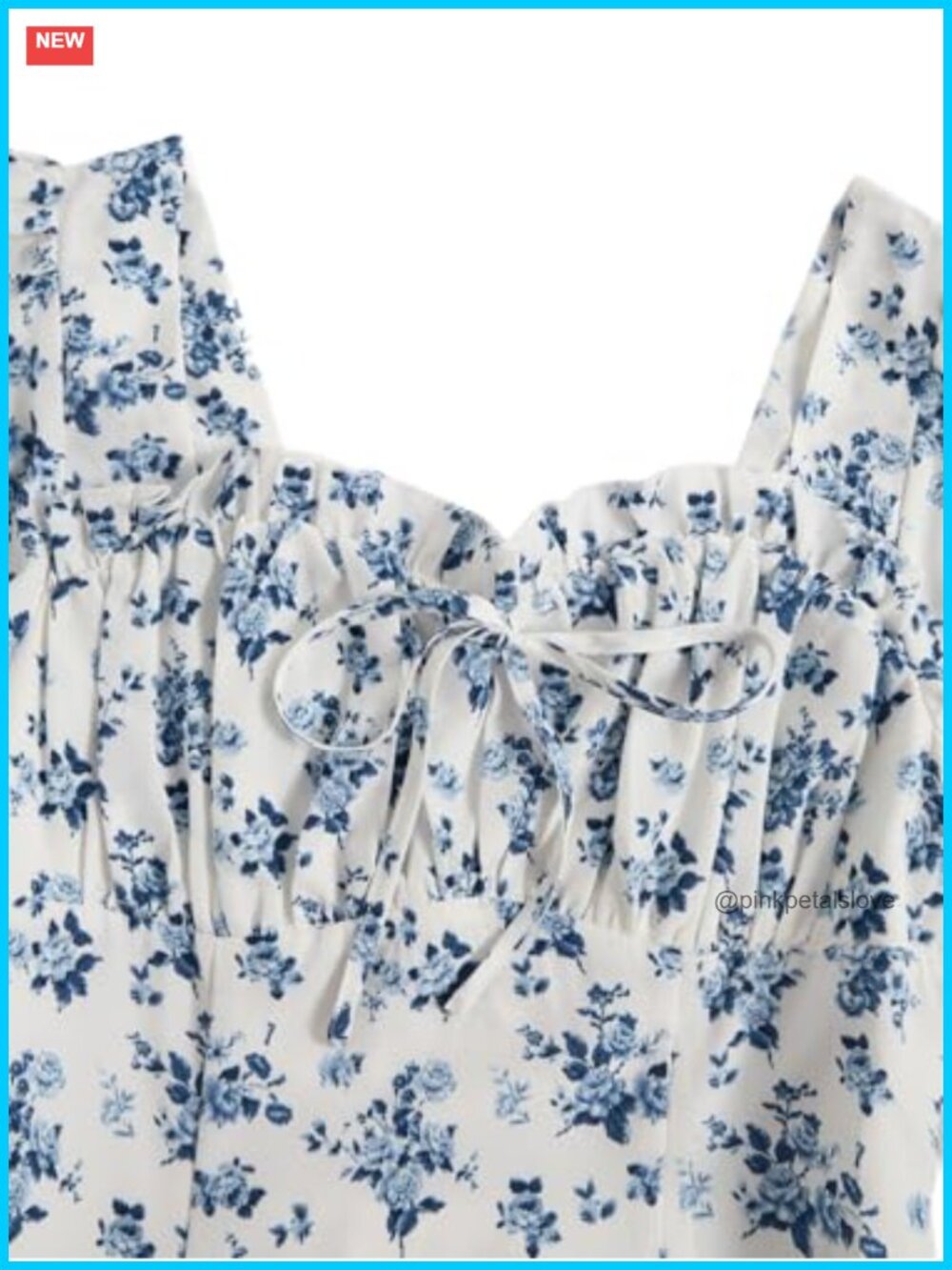 Flowy Maxi Dress with Puff Sleeves Square Neck Ruched Bust - Picture 2 of 6